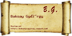 Baksay György névjegykártya