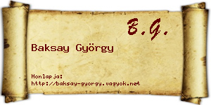 Baksay György névjegykártya