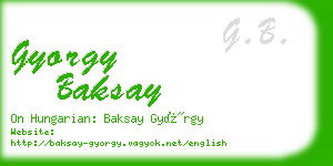 gyorgy baksay business card